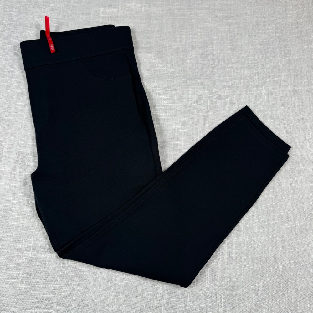 Spanx Women 1X Pants Slim Straight Leg Black Ponte Minimal‎ Work Tummy Control